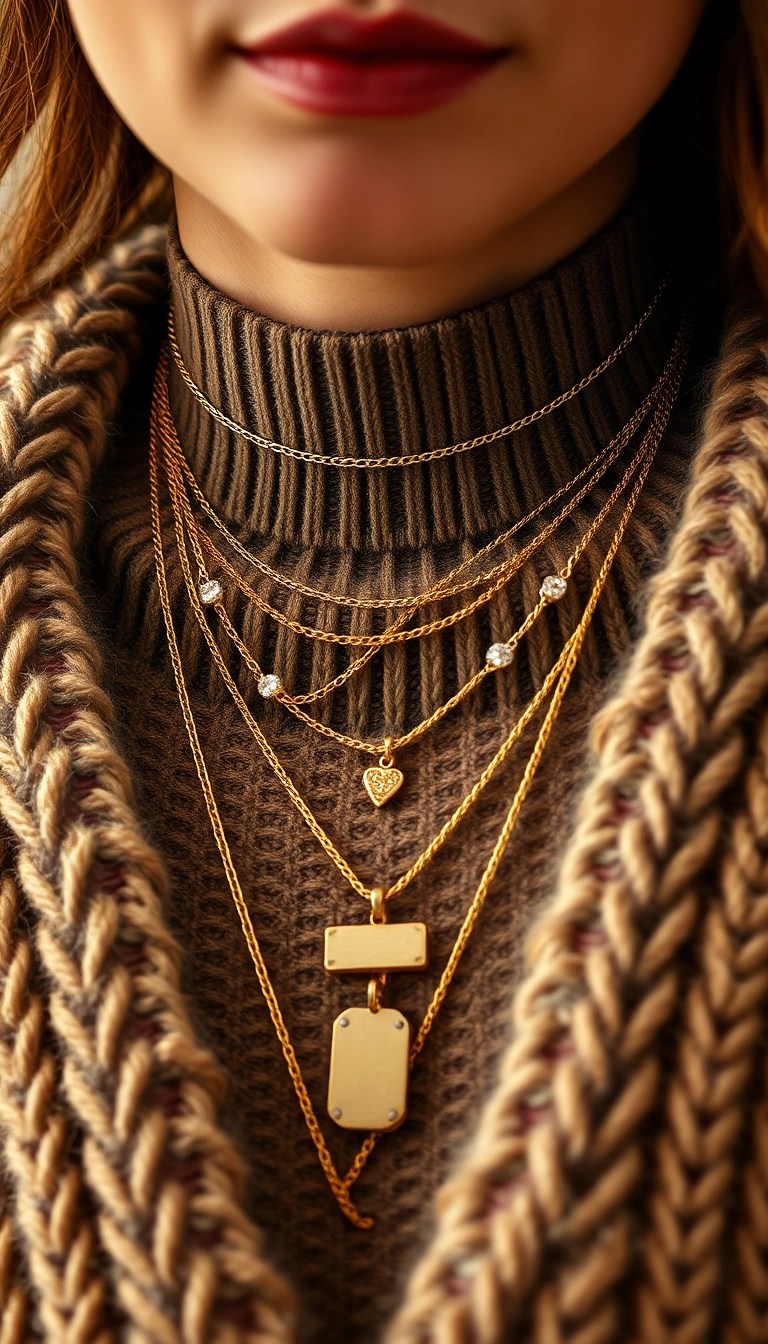 12 Cozy Winter Layering Tricks to Stay Warm and Stylish (Don’t Miss #5!) - 11. Experiment with Layered Jewelry