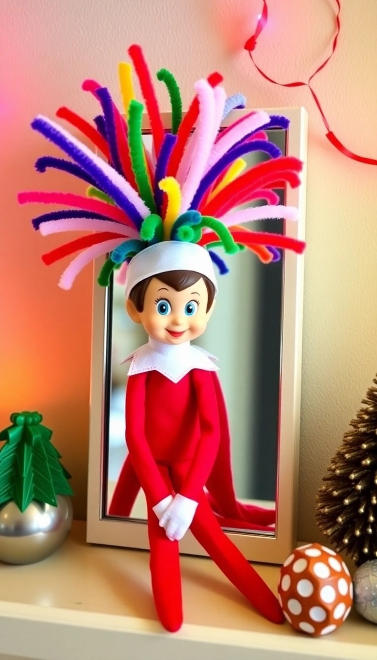 15 Mischievous Elf on the Shelf Pranks for Maximum Holiday Fun (You Won't Believe #8!) - 8. Elf's Crazy Hair Day