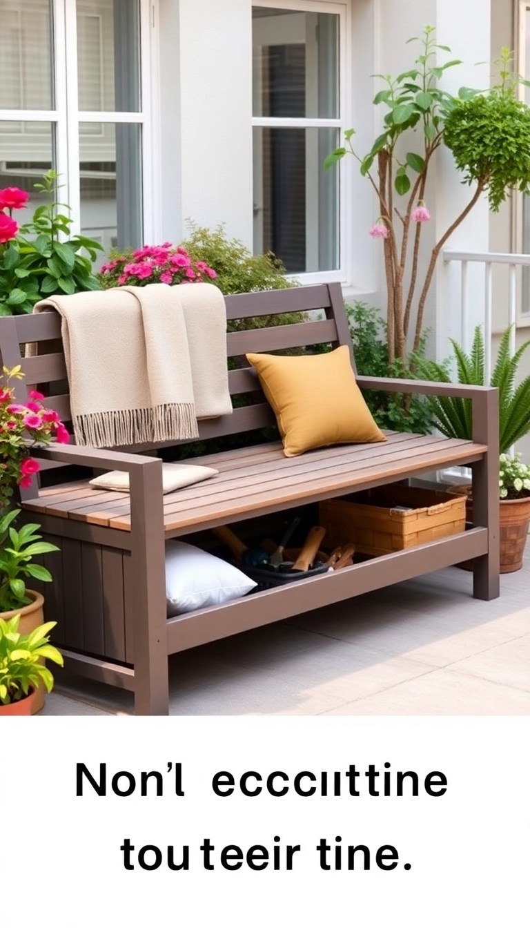 18 Balcony Garden Ideas That Maximize Your Plant Space (Even if You Have a Small Balcony!) - 10. Garden Bench with Storage