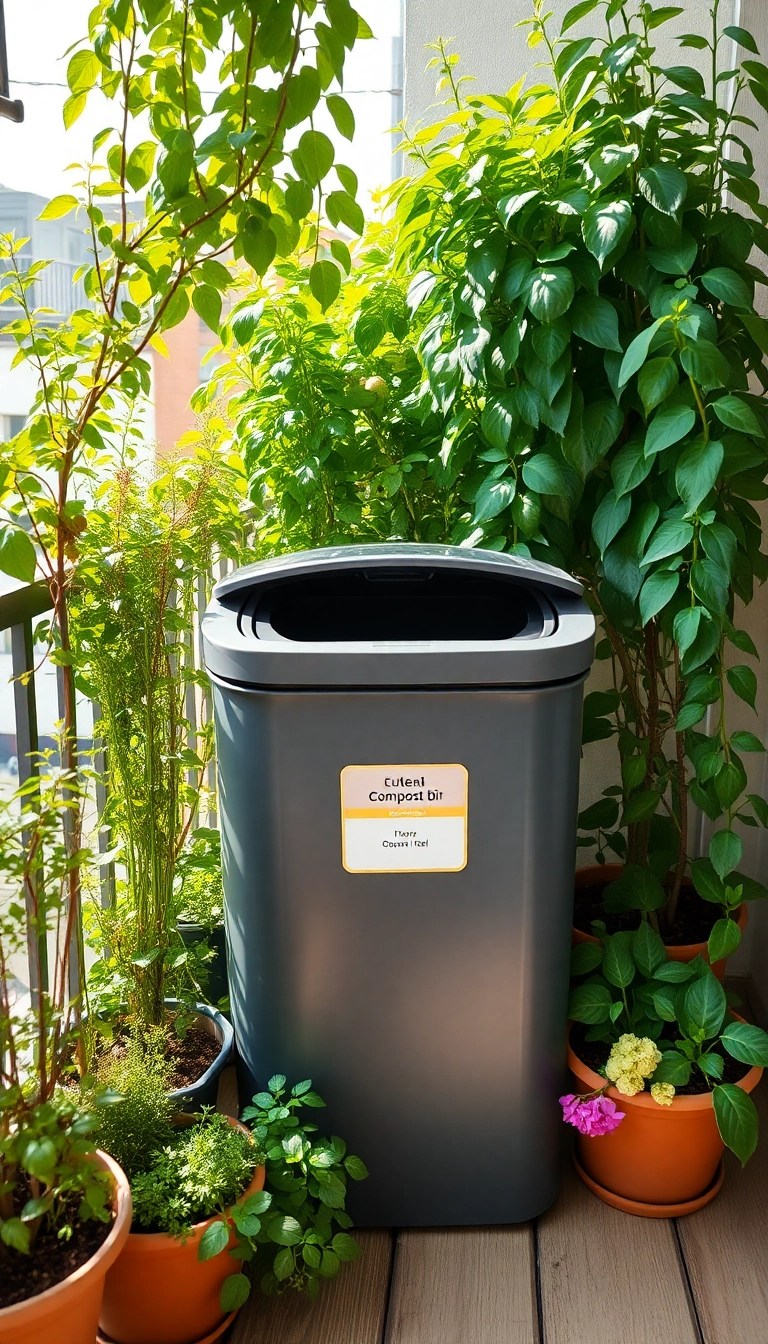 18 Balcony Garden Ideas That Maximize Your Plant Space (Even if You Have a Small Balcony!) - 12. Compost Bin