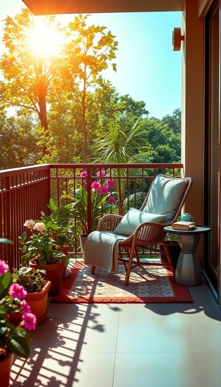 18 Balcony Garden Ideas That Maximize Your Plant Space (Even if You Have a Small Balcony!) - 18. Relaxation Zone