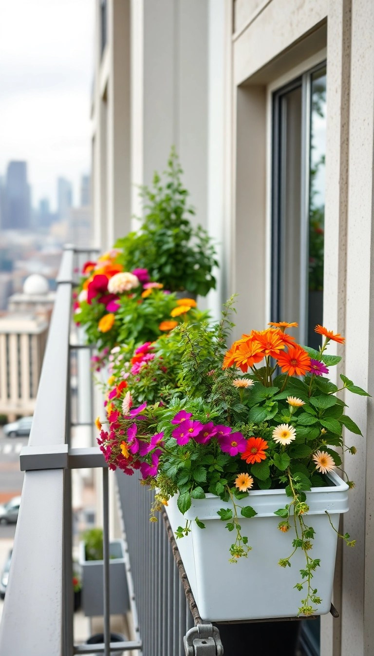 18 Balcony Garden Ideas That Maximize Your Plant Space (Even if You Have a Small Balcony!) - 4. Balcony Railing Planters