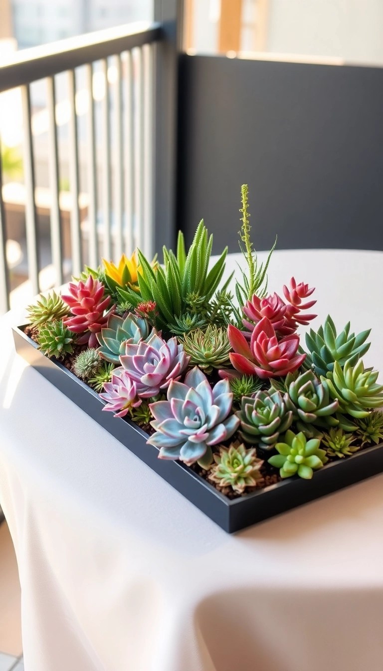 18 Balcony Garden Ideas That Maximize Your Plant Space (Even if You Have a Small Balcony!) - 8. Succulent Arrangements