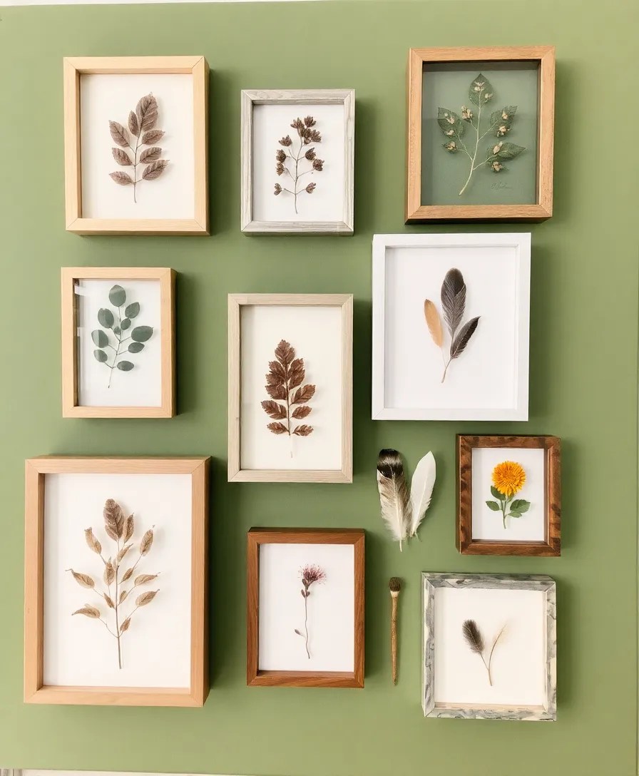 18 Creative Green Board Wall Art Ideas You Need to Try (Trust Us, #12 Is a Showstopper!) - 15. Framed Nature Finds