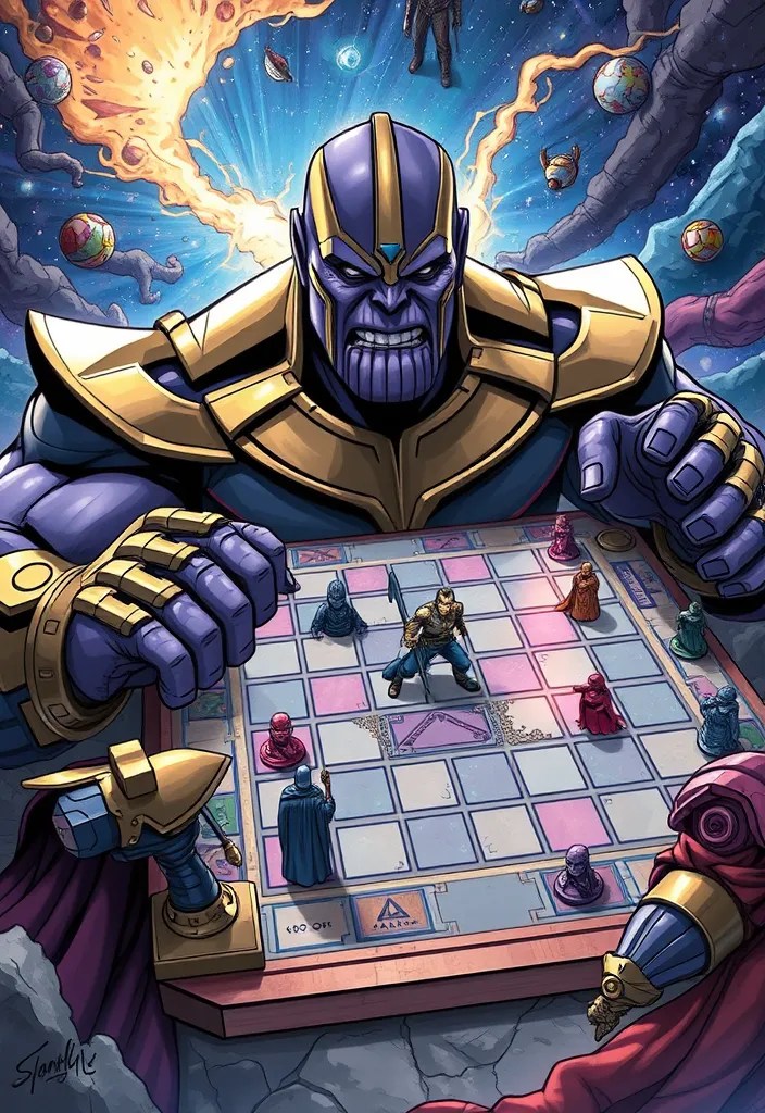 20 Amazing Thanos & Squid Game Mashups That Will Blow Your Mind! Number 15 is Unbelievable! - 12. Thanos's Strategy Board