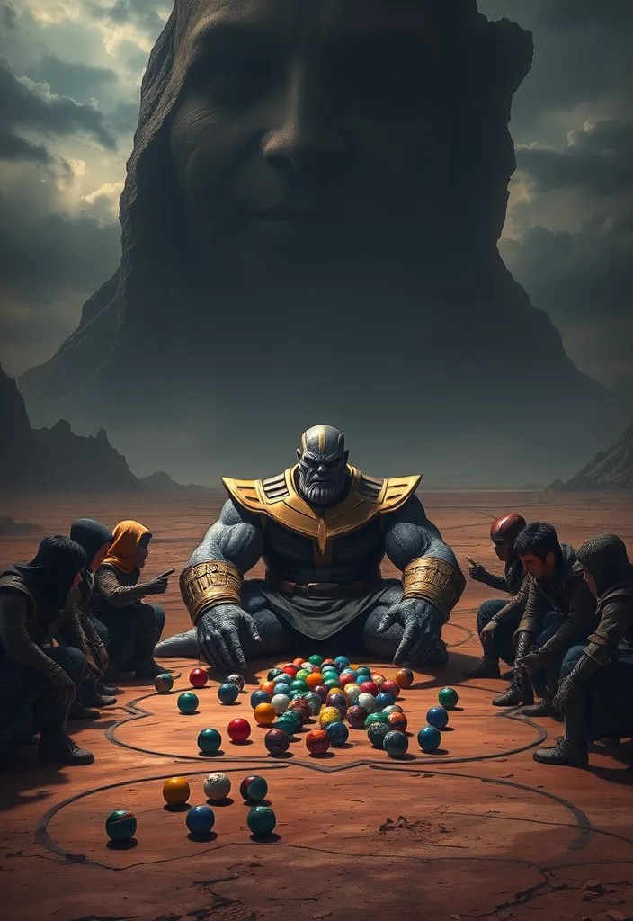 20 Amazing Thanos & Squid Game Mashups That Will Blow Your Mind! Number 15 is Unbelievable! - 5. Thanos and the Marbles Game