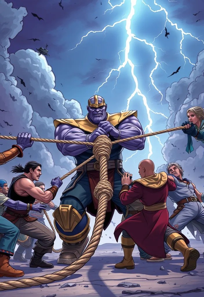 20 Amazing Thanos & Squid Game Mashups That Will Blow Your Mind! Number 15 is Unbelievable! - 6. The Tug of War with a Twist