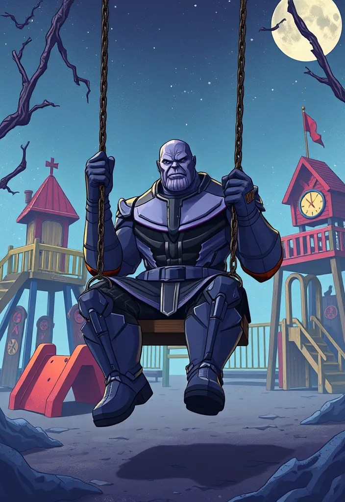 20 Amazing Thanos & Squid Game Mashups That Will Blow Your Mind! Number 15 is Unbelievable! - 7. Thanos in the Squid Game's Playground