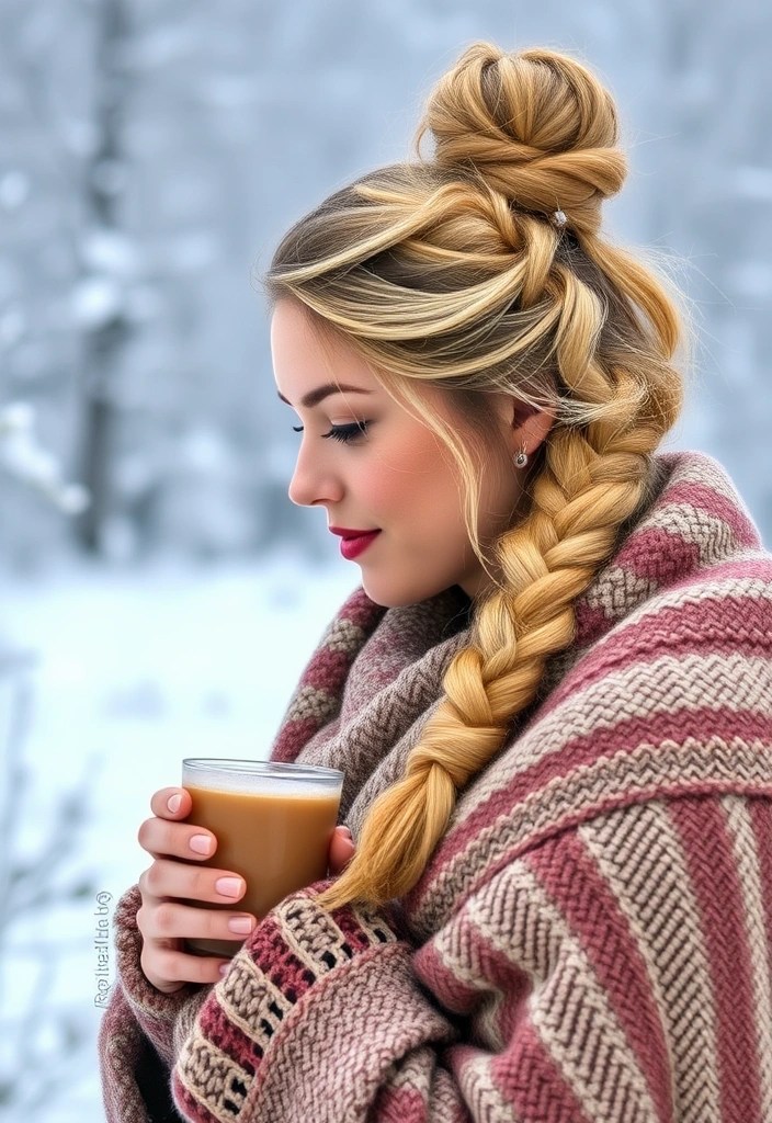 20 Easy Winter Braids You Can Master in Less Than 10 Minutes That You'll Definitely Love - 17. Braided Half-Up Bun