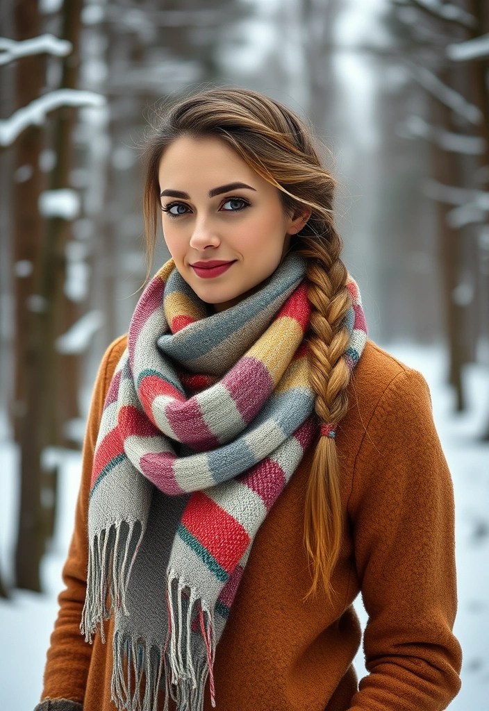 20 Easy Winter Braids You Can Master in Less Than 10 Minutes That You'll Definitely Love - 18. Simple Braid with Scarf