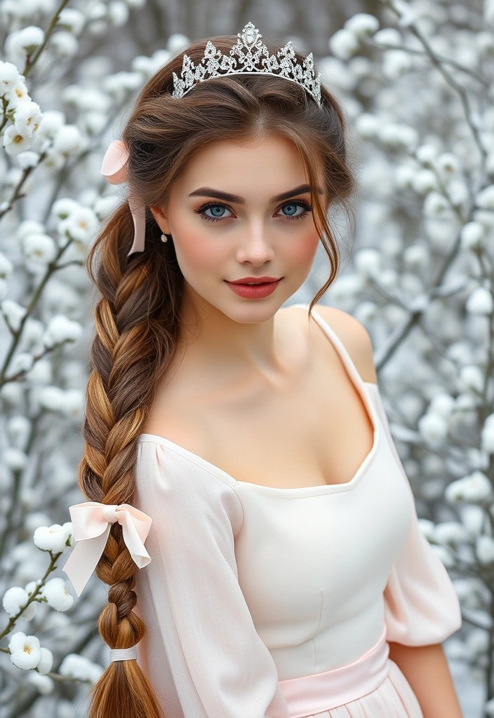 20 Trendy Winter Hair Braids You’ll Want to Rock All Season Long! - 14. Crown Braid with a Bow
