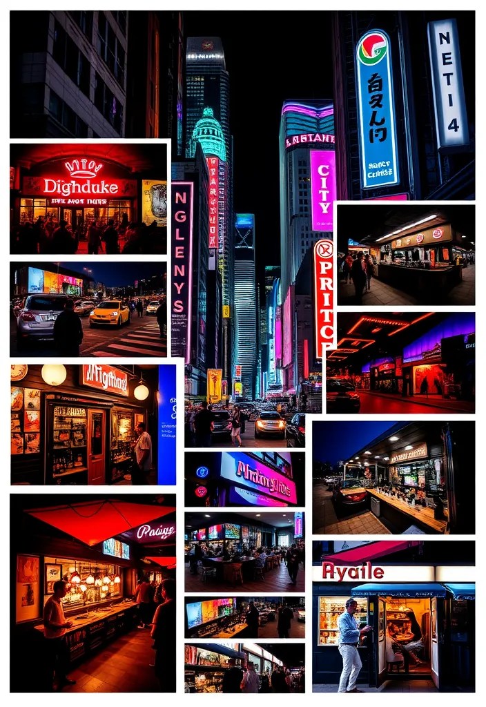 21 Jaw-Dropping City Era Vision Boards That Capture Urban Dreams! - 8. Nightlife Vibes