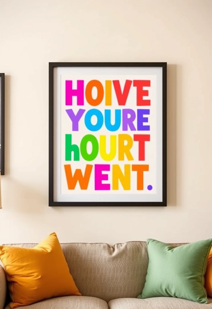 21 Stunning Colorful Wall Art Ideas That Will Impress Your Guests - 20. Colorful Typography Art