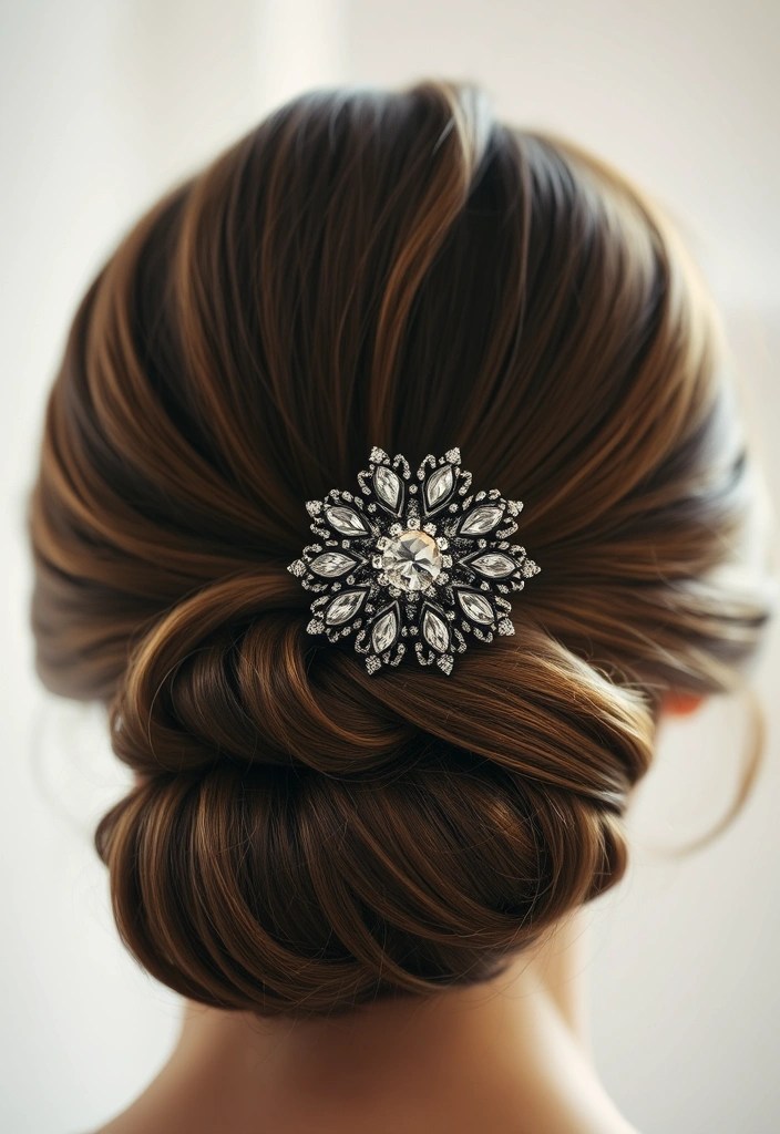 10 Incredible Hairstyles Using Everyday Items That Will Transform Your Look Instantly! - 5. Vintage Brooch Accessory