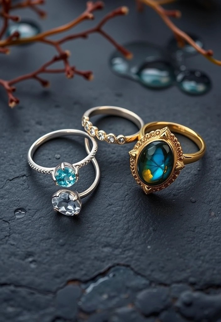 15 Must-Have Sea Witch Accessories to Elevate Your Ocean-Inspired Wardrobe! - 2. Ocean Gemstone Ring Set