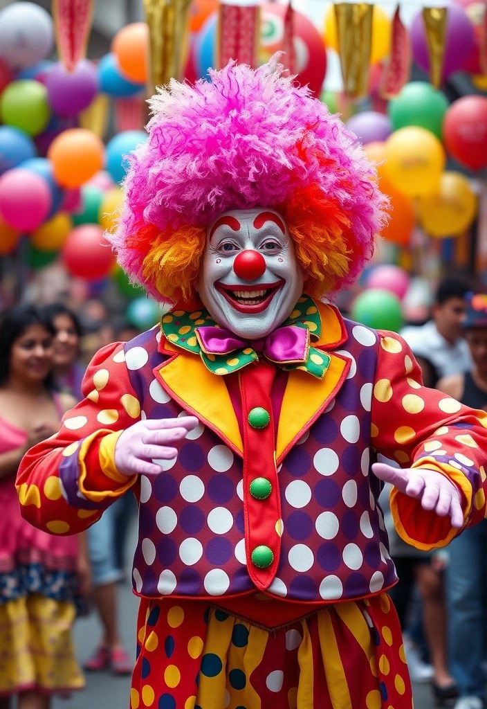 20 Must-See Carnaval Costumes for 2025 That'll Steal the Show! - 9. Whimsical Clown