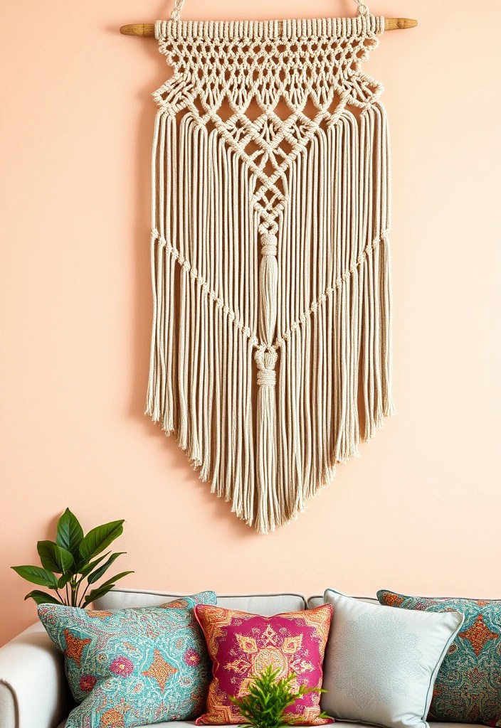 25 Unique DIY Home Decor Projects That'll Make Your Living Room Pop! - 1. Macrame Wall Hanging