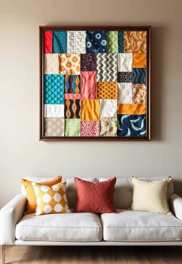 25 Unique DIY Home Decor Projects That'll Make Your Living Room Pop! - 13. Fabric Wall Art