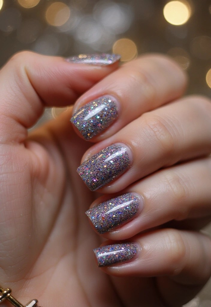 21 Trendy Spring Glass Nail Designs That Will Turn Heads! - 12. Sparkling Glitter Glass