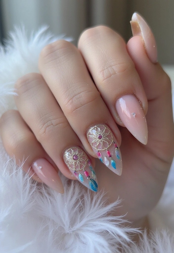 21 Trendy Spring Glass Nail Designs That Will Turn Heads! - 13. Ethereal Dreamcatchers