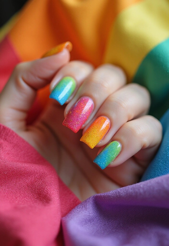 21 Trendy Spring Glass Nail Designs That Will Turn Heads! - 14. Rainbow Glass Nails