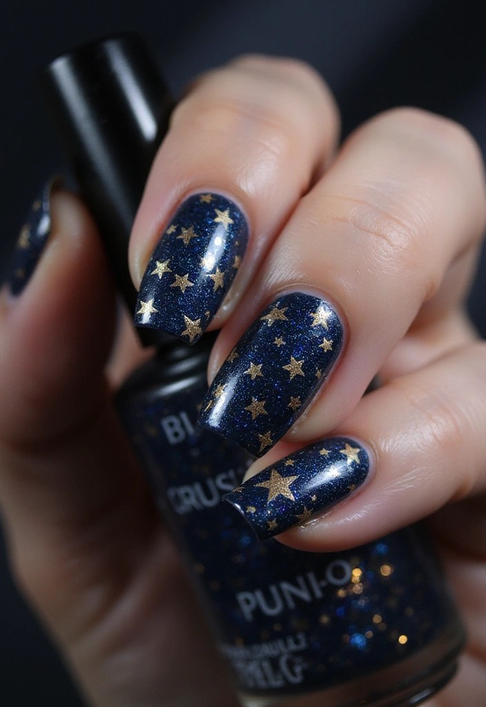 21 Trendy Spring Glass Nail Designs That Will Turn Heads! - 15. Starry Night