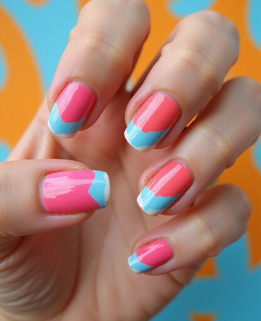 21 Trendy Spring Glass Nail Designs That Will Turn Heads! - 19. Color Blocked Glass