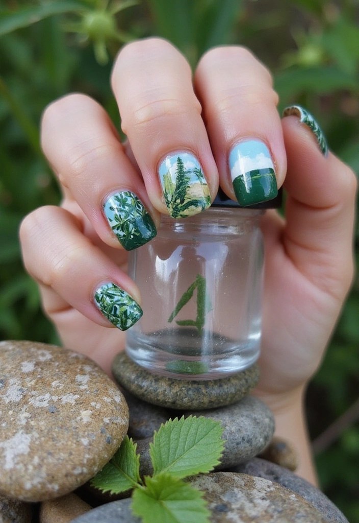 21 Trendy Spring Glass Nail Designs That Will Turn Heads! - 21. Nature-Inspired Designs