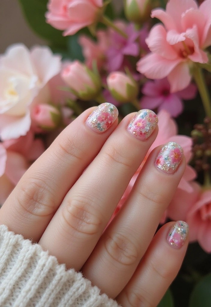 21 Trendy Spring Glass Nail Designs That Will Turn Heads! - 3. Floral Glass Accents