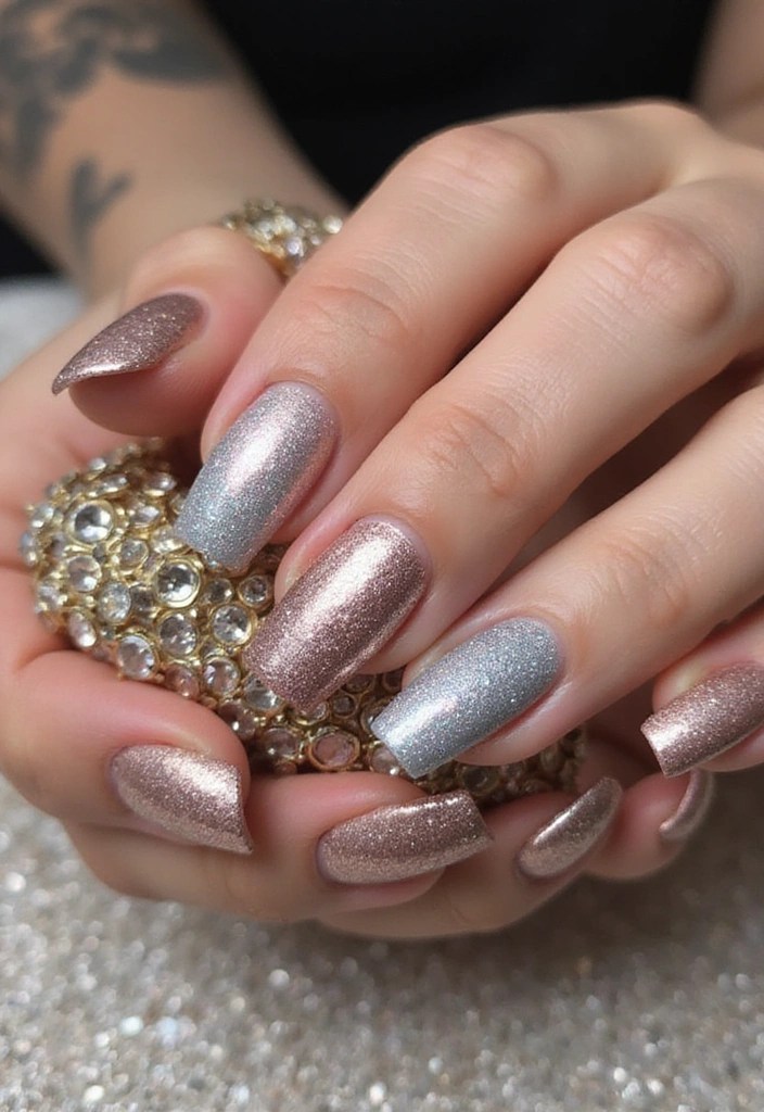 21 Trendy Spring Glass Nail Designs That Will Turn Heads! - 5. Metallic Glass Finishes
