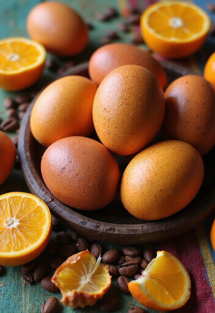 25 Stunning Natural Easter Egg Dyeing Ideas That Will Make Your Holiday More Vibrant! - 13. Coffee and Citrus Fusion