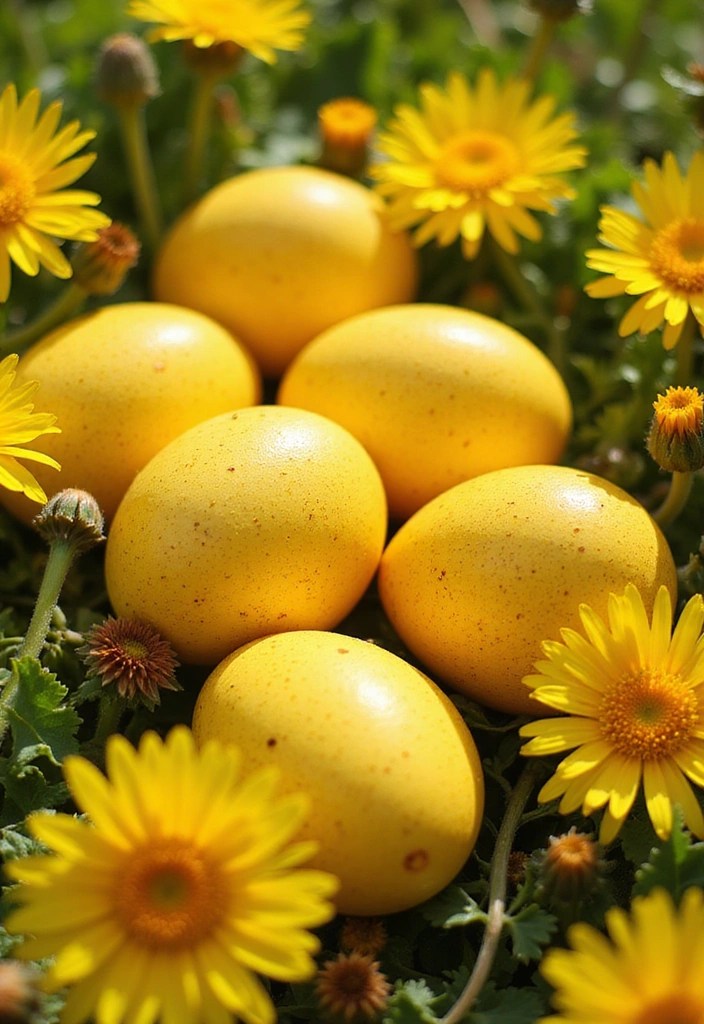25 Stunning Natural Easter Egg Dyeing Ideas That Will Make Your Holiday More Vibrant! - 16. Dandelion Delight
