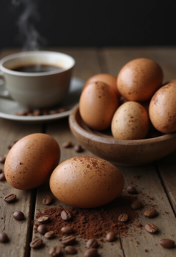 25 Stunning Natural Easter Egg Dyeing Ideas That Will Make Your Holiday More Vibrant! - 5. Coffee Grounds Neutral