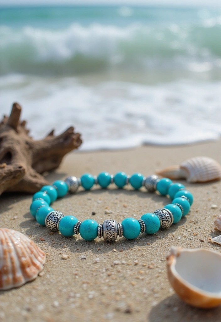 12 Eye-Catching Stone Bracelets That Connect You to Nature's Beauty - 3. Turquoise and Silver Charm Bracelet