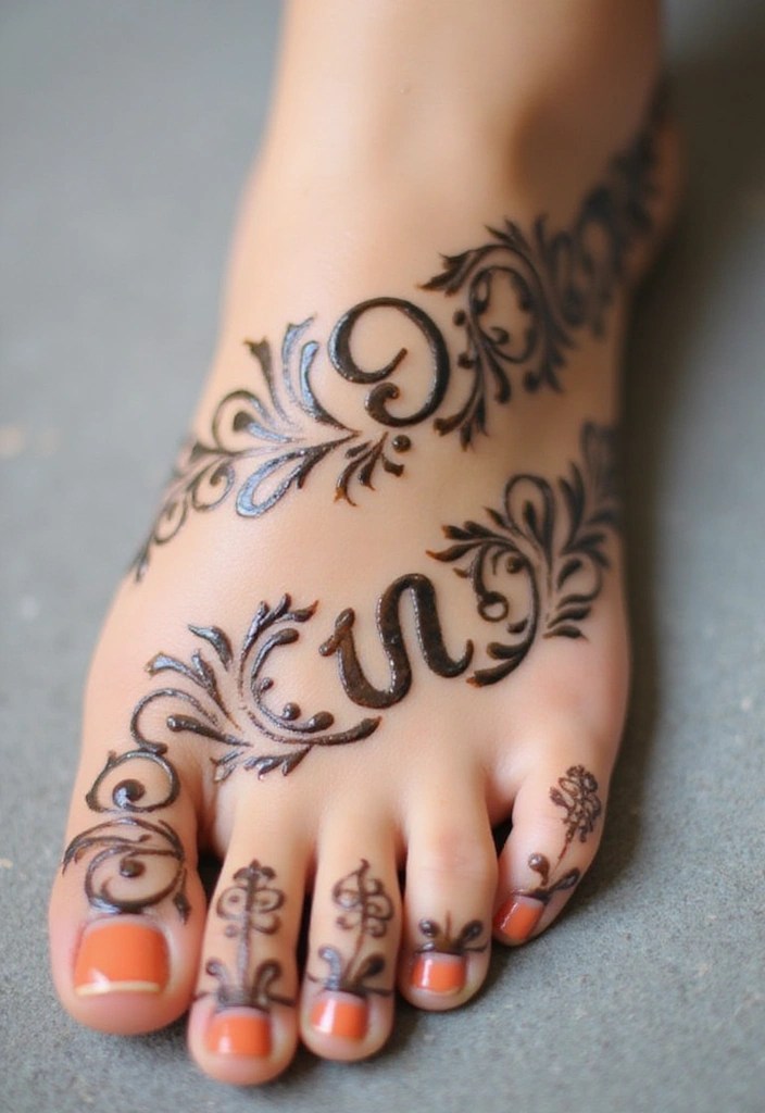 21 Aesthetic Foot Shots Featuring Gorgeous Henna Designs You’ll Want to Capture! - 21. Personalized Henna Designs