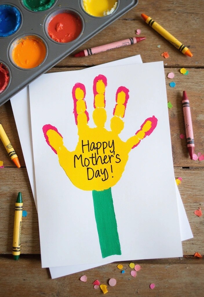 21 DIY Kids Cards for Mother’s Day That Will Melt Mom’s Heart (You Won't Believe #12!) - 1. Handprint Flower Card
