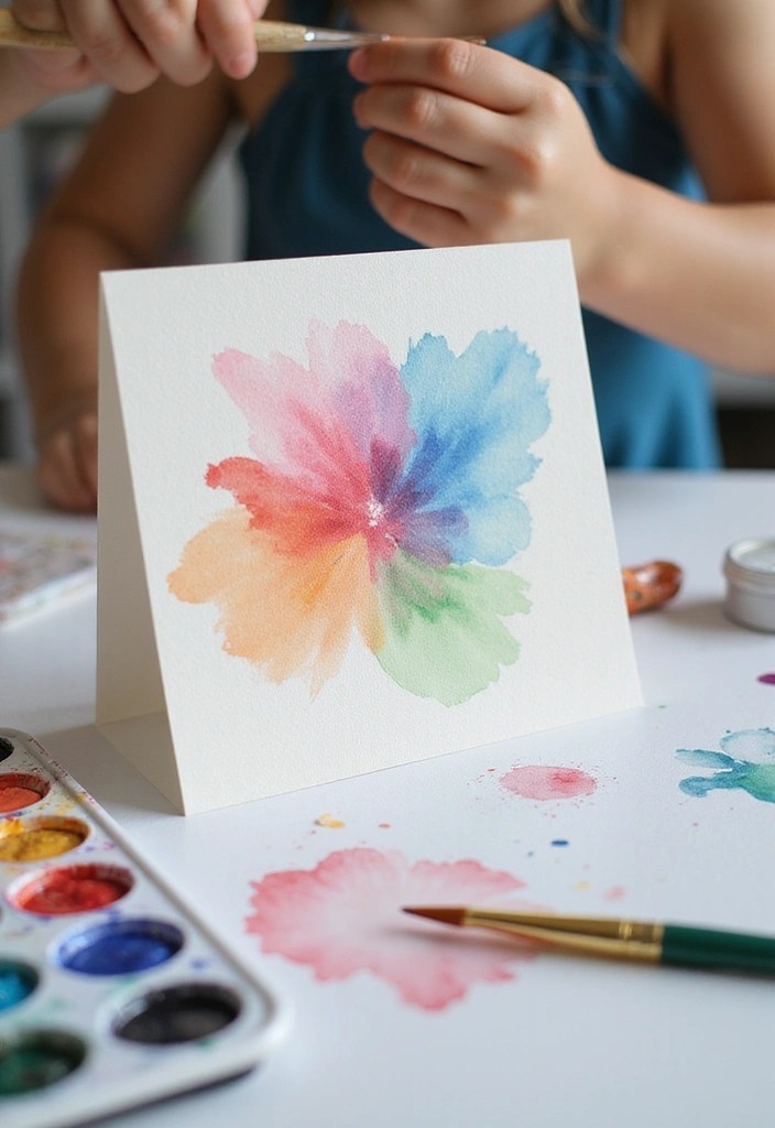21 DIY Kids Cards for Mother’s Day That Will Melt Mom’s Heart (You Won't Believe #12!) - 11. Watercolor Card