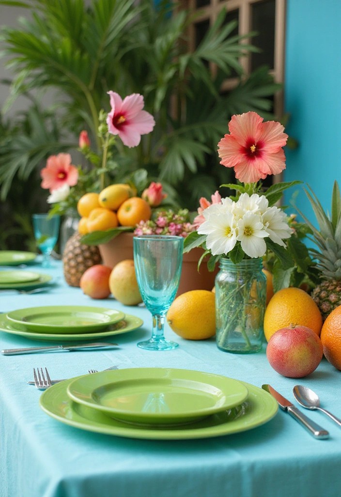 22 Festive Easter Decor Ideas Using Global Flag Colors - 22. Caribbean Vibrance with Bright Blues and Greens