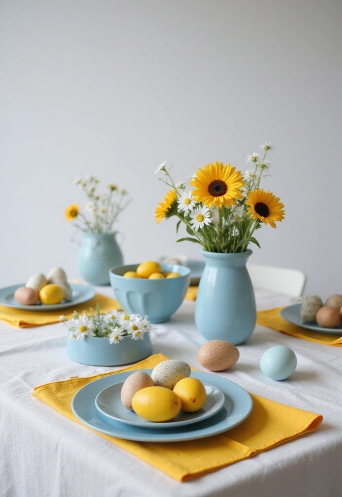 22 Festive Easter Decor Ideas Using Global Flag Colors - 9. Scandinavian Simplicity with Blue and Yellow