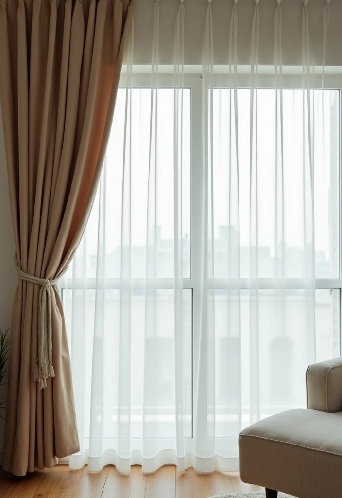 15 Stylish Curtain Styles That Embrace Minimalism (Your Living Room Will Thank You!) - 11. Textured Layered Looks