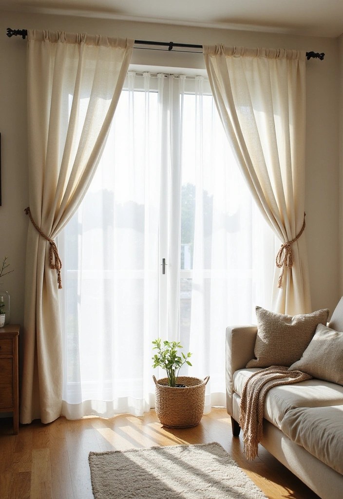 15 Stylish Curtain Styles That Embrace Minimalism (Your Living Room Will Thank You!) - 12. Simple Tie-Back Curtains
