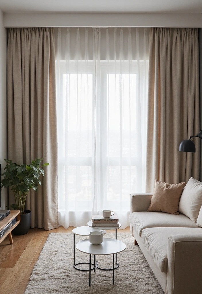 15 Stylish Curtain Styles That Embrace Minimalism (Your Living Room Will Thank You!) - 13. Overlay Drapes for Minimal Sophistication