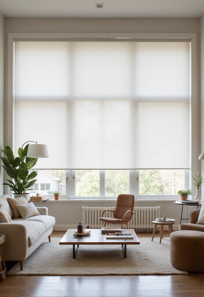 15 Stylish Curtain Styles That Embrace Minimalism (Your Living Room Will Thank You!) - 15. Light Filtering Roller Shades